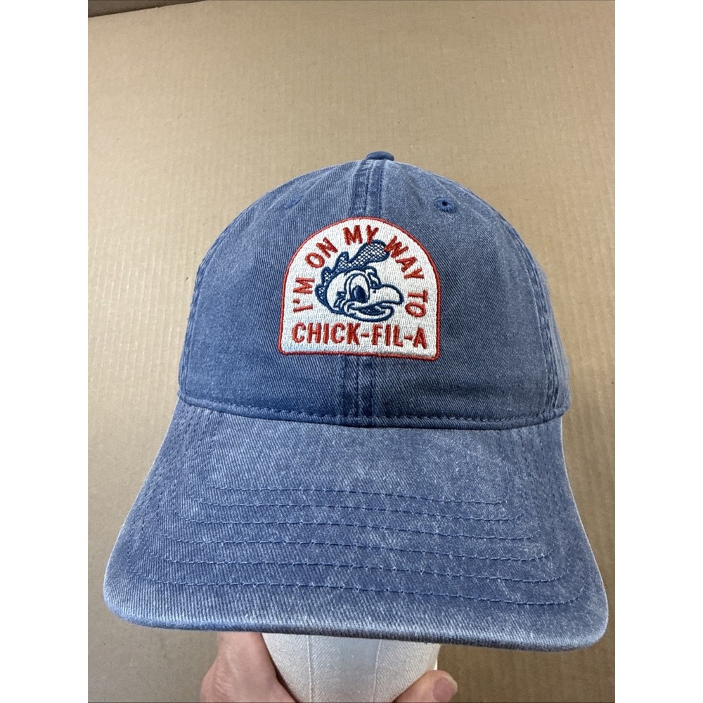 On My Way To Chick-Fil-A Denim Blue Baseball Hat Cap One Size Adjustable Chicken